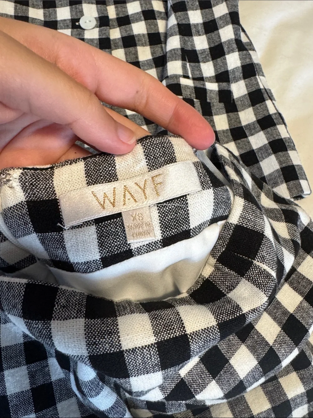 Wayf Black and White Gingham Mini Skirt
